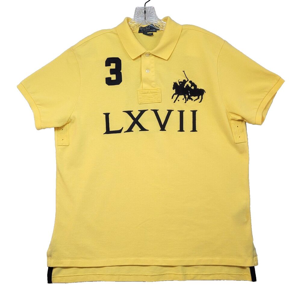 Vintage Polo Ralph Lauren Polo Yellow Rugby LXVII #3 Logo Men's XL